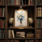 REWBKFIM Navy Blue Floral Canvas Wall Art Watercolor Botanical Bouquet in Mason - Image 3