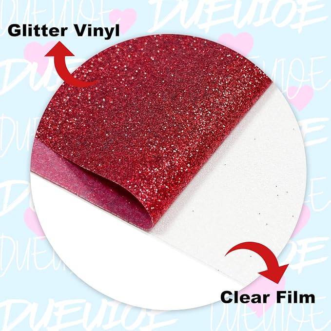 DUEUIOE Red Glitter HTV Heat Transfer Vinyl Roll - Image 2