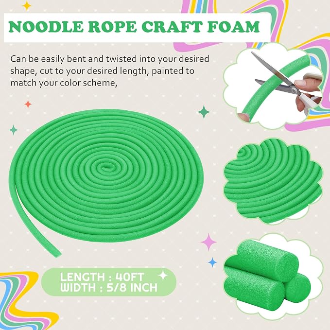 Frienda 5/8 Inch x 40 Ft Dark Green Foam Noodles - Image 2