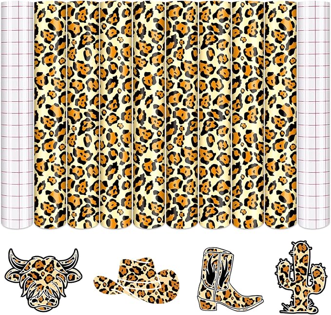 Tintnut Leopard Permanent Vinyl 8 Sheets 12x10in Orange Adhesive Vinyl | by Tintnut