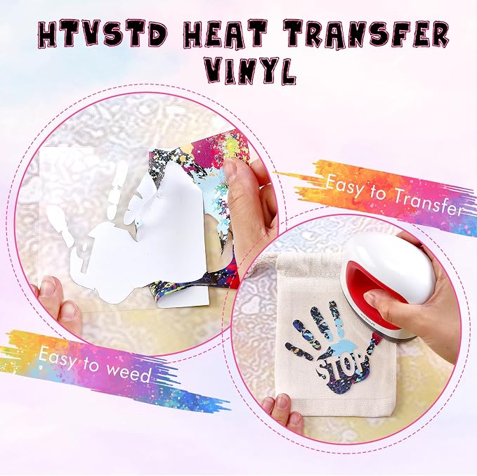 HTVSTD Multicolor Ink Heat Transfer Vinyl 16 Sheets 12×10in Iron on Vinyl | - Image 3