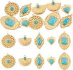 10Pcs Synthetic Turquoise Stone Charms Golden Bohemian Style Turquoise Charm by Craftora