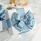 HUIHUANG Dusty Blue Satin Wired Ribbon 2.5 inch Blue Double-Faced Satin Wired - Image 8