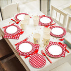 Tevxj 96 PCS Picnic Party Plates Red and White Gingham Checkered Plaid Party - Image 5