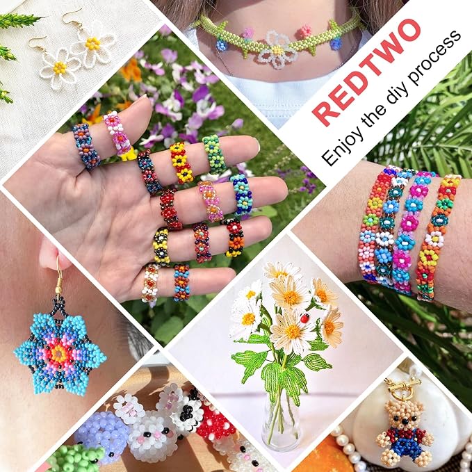 Redtwo 4mm Glass Seed Beads for Jewelry Bracelet Making Kit, Small Beads - Image 7