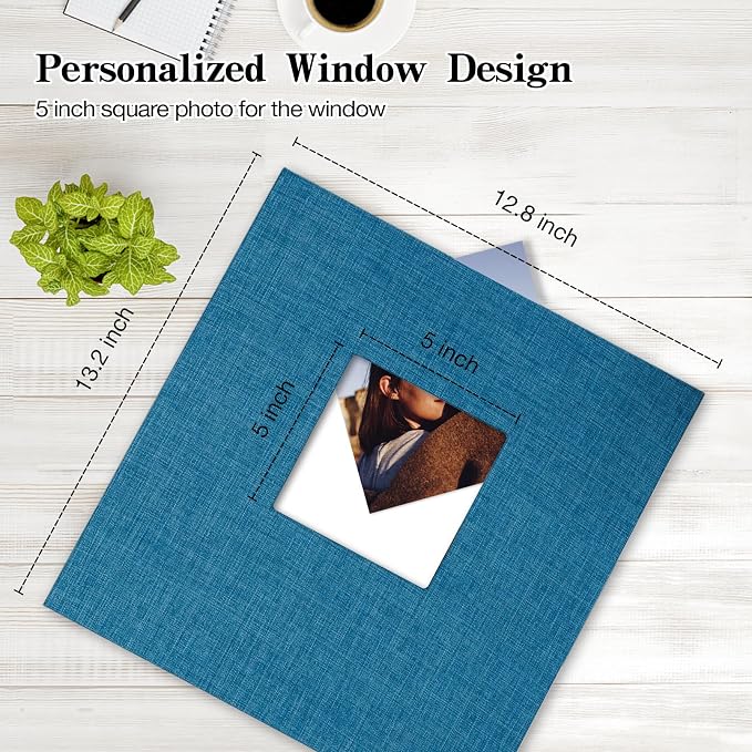 potricher Large Photo Album Self Adhesive 3x5 4x6 5x7 8x10 10x12 Pictures Linen - Image 2