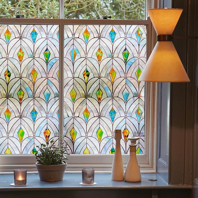 3D Stained Glass Window Film, Decorative Window Privacy Film by ADDHERES
