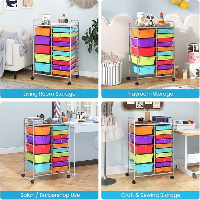 BECOMFORT 15-Drawer Rolling Cart - Image 8