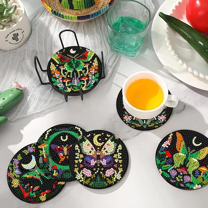 EWJRNSF 10 PCS Butterfly Diamond Art Coasters Kit - Image 5