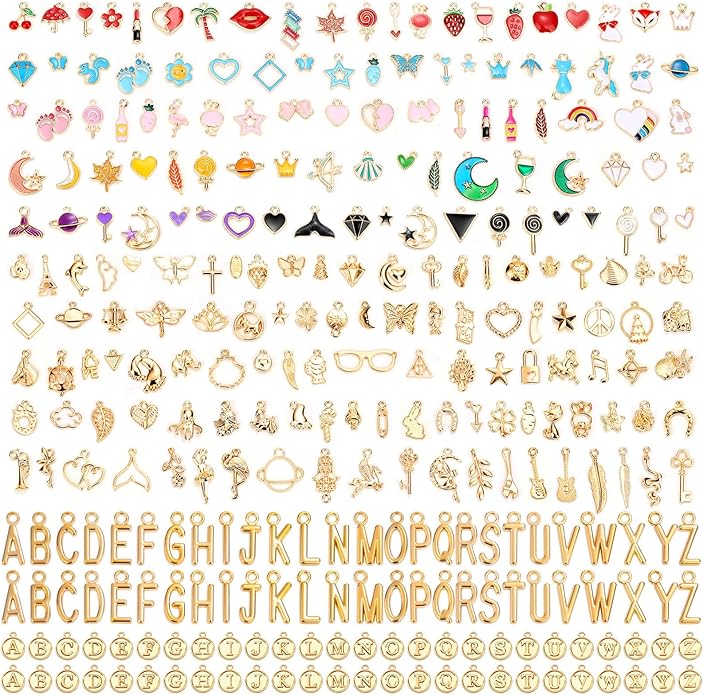 Flasoo 304Pcs Gold Charms for Jewelry Making, Keychains and Crafts by Flasoo