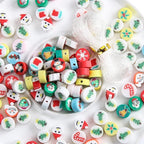 100pcs 10MM Mixed Christmas Beads Polymer Clay Spacer Beads by LUBINGSHINE