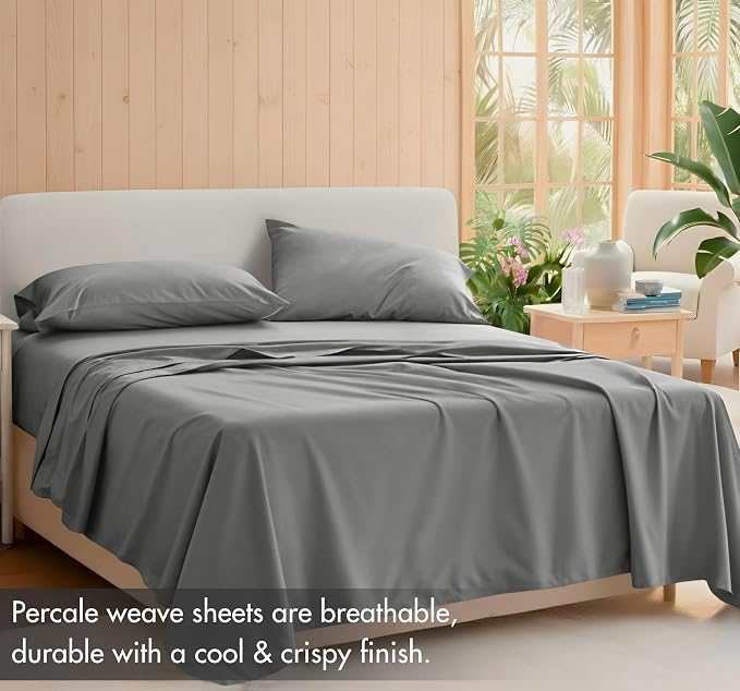 RUVANTI 100% Cotton Sheets – California King Percale Bedding, Cooling & - Image 2
