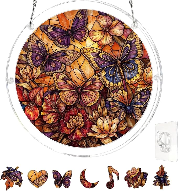 Acrylic Puzzle Suncatcher, Stained Glass Style Art DIY Puzzle by REAIJUNPIN