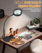 30X 10X Magnifying Glass with Light and Stand, 5 Color Modes Stepless Dimmable - Image 6