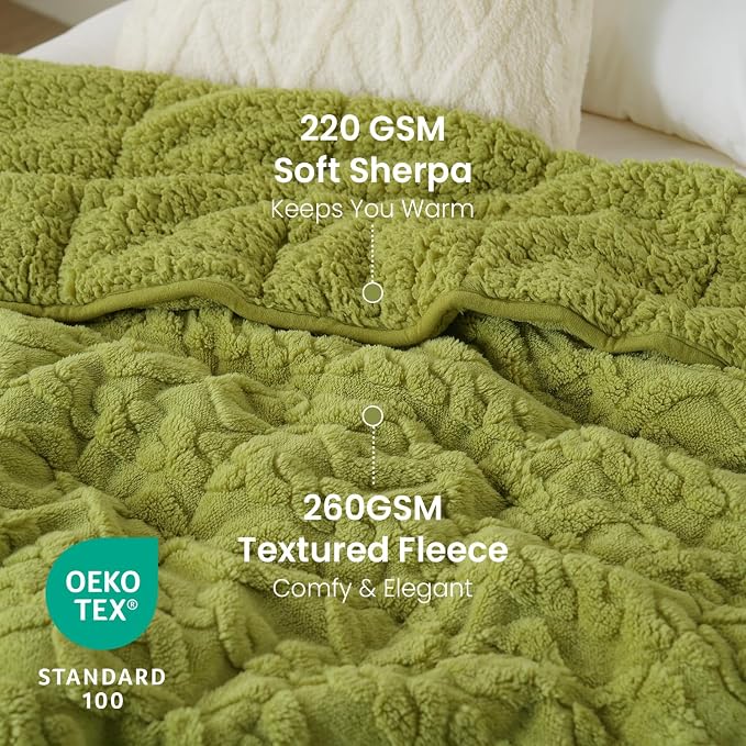 Drewin Weighted Blanket Twin Size 15 lbs, Cozy Jacquard Sherpa Weighted Blankets - Image 3