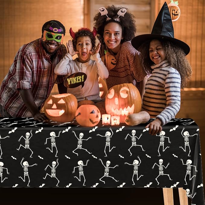 Iceyyyy 3 Packs Disposable Halloween Skeleton Tablecloth - Image 4