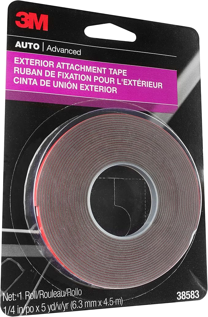 3M Exterior Attachment Tape, Emblems and Trim, 1/4 in width x 5 yards in length - Image 2