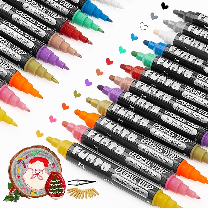 Funto Dual Tip Acrylic Paint Markers, Paint Pens by FUNTO