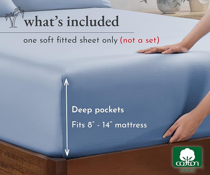 California Design Den Soft 100% Cotton Full Fitted Sheet Only Deep Pocket - Image 4