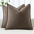 MIULEE Decorative Linen Pillow Covers 18x18 Inch CoffeeBoho Farmhouse Neutral by MIULEE