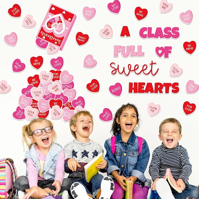 JarThenaAMCS Valentine' s Day Classroom Door Decoration Bulletin Board Set Red - Image 7