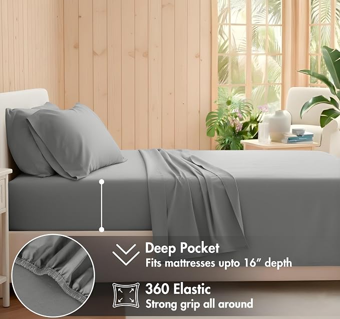 RUVANTI 100% Cotton Sheets – Queen Size Percale Bedding, Cooling & Breathable - Image 4
