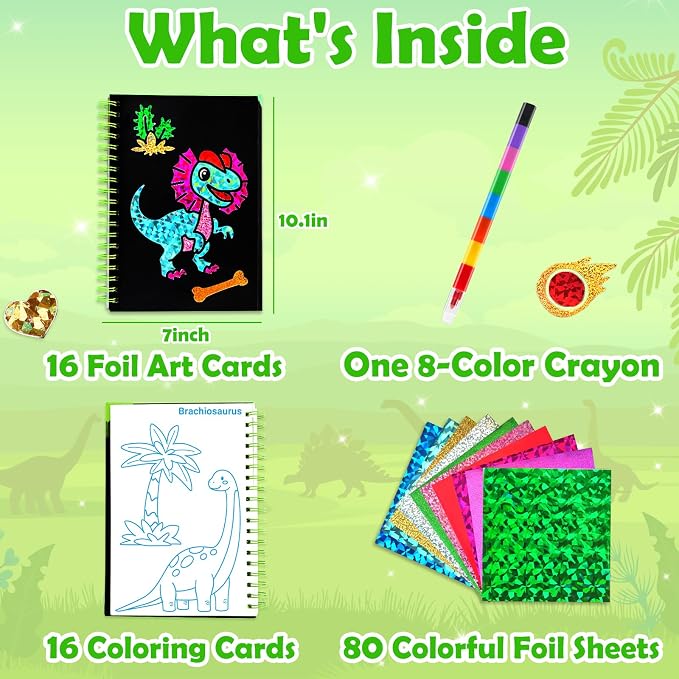 FUNNYB&G Foil Art Craft Kit for Boys 4-10 Years Old: Mess-Free & No-Glue - Image 5
