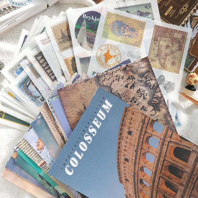 Vintage Scrapbook Stickers, Aesthetic Global Travel Sticker Book - Image 2