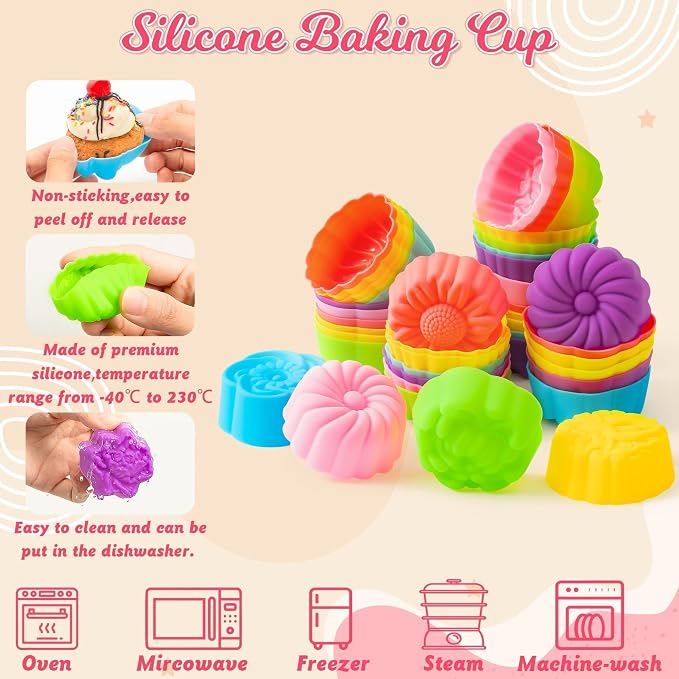 R HORSE 42Pcs Silicone Molds Cupcake 2 Inch Mini Size Reusable Muffins Liners - Image 4