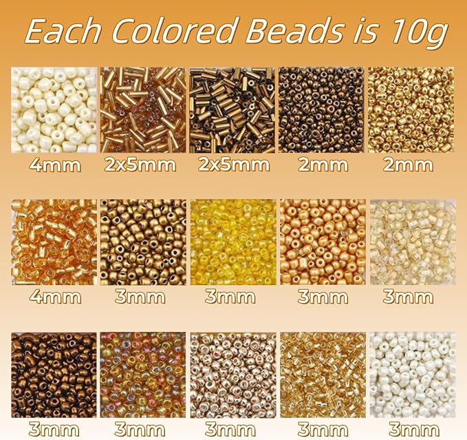 15 Color Glass Seed Tube Bugle Beads Bracelet Jewelry Making Kit, small - Image 2