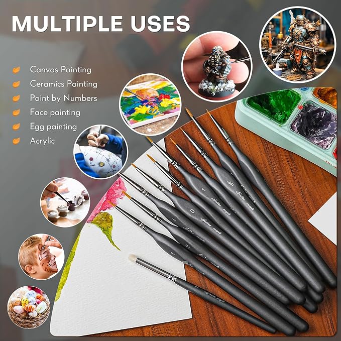 Golden Maple Miniature Paint Brushes Drybrush-10pcs Model Detail Paint Brush Set - Image 6