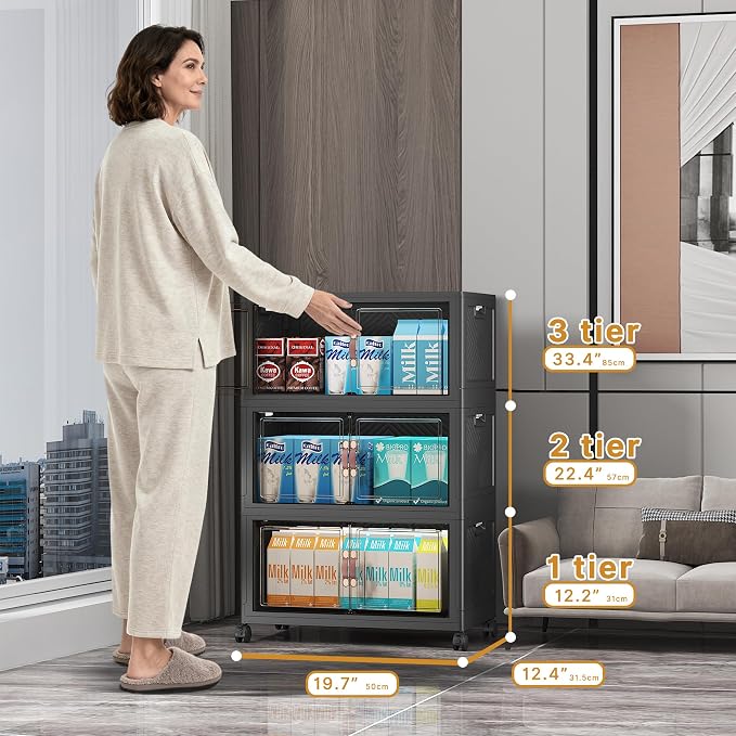 UAMFURI Stackable Storage Bins, 330QT Collapsible Drawers - Image 2