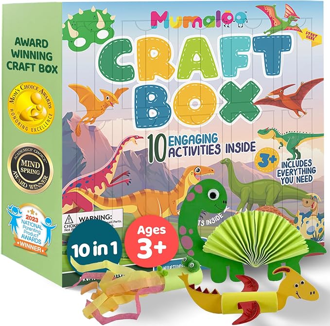 Mumaloo Kids Craft Kit – 10 Dinosaur Art Activities, Ages 4–8 | No-mess by Mumaloo