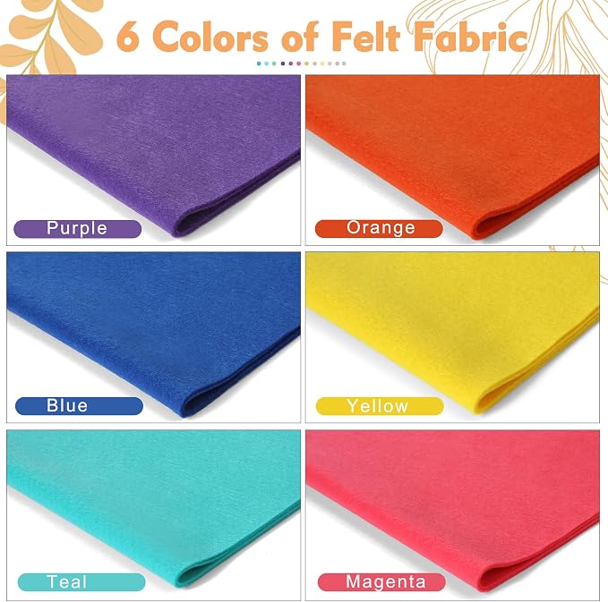 HaoFeiJH 6 Rolls 8"x20" Soft Felt Fabric Sheets, 1.6mm Thick, and Projects - Image 2