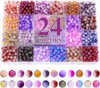 XSEINO About 1200+ pcs 6mm Glass Beads Bracelet Making Kit, 24 Assorted Purple by XSEINOiscreating%EF%BC%81
