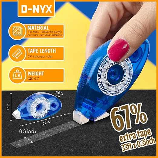 D-NYX 4 Pack Double Sided Tape Roller, Glue Tape Roller - Image 3
