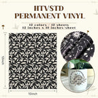 Black and Ivory Permanent Adhesive Vinyl 12 Sheets 12'' x 10'' | White Boho - Image 2