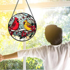 DASTOLL Stained Glass Window Hanging, Love Birds Cardinals Sun Catchers - Image 2