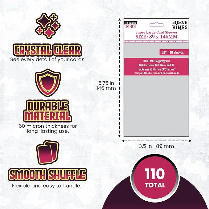 Sleeve Kings Premium Super Large Card Sleeves – 89x146mm, 110 Pack, 60 Micron - Image 4