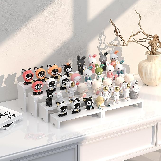 4 Set White Wood Tiered Riser Display Stands - Image 4