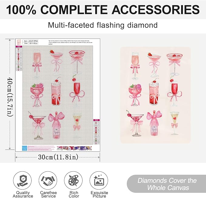 Pink Diamond Art Kits for Adults, 5D DIY Coquette Diamond Painting Kits for - Image 6