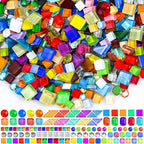 2400 Pcs Colorful Irregular Crystal Mosaic Tiles, 4.4lb Tiny Mosaic Tile DIY - Image 9