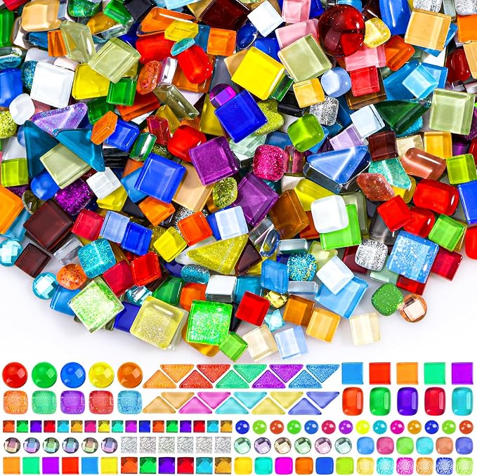 2400 Pcs Colorful Irregular Crystal Mosaic Tiles, 4.4lb Tiny Mosaic Tile DIY - Image 9