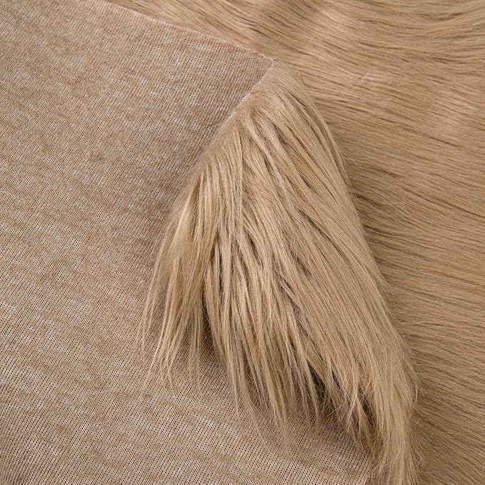 Beige Faux Fur Fabric for Crafts Squares Furry Fabric for Sewing, Upholstery & - Image 4