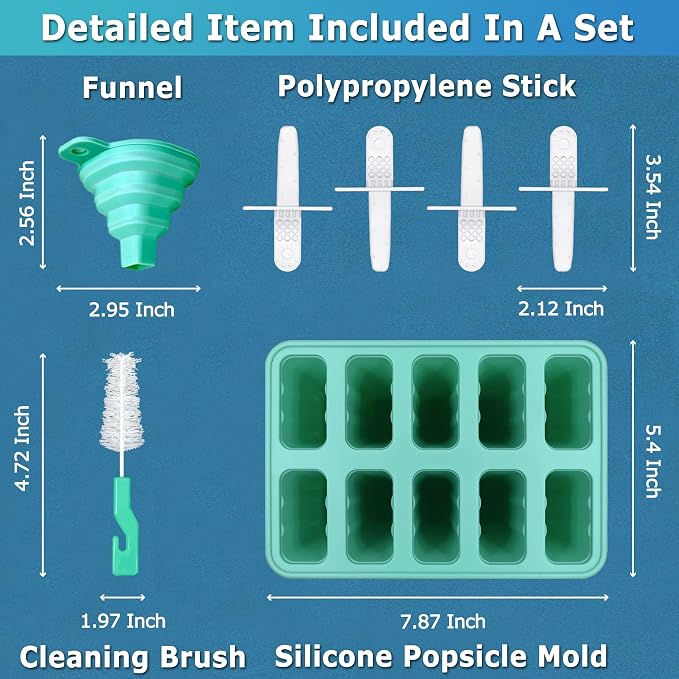 Silicone Popsicle Molds 12-cavity, DIY Ice Pop Mold - Image 6