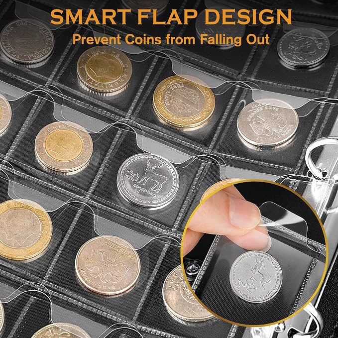 Coin Collection Book Holder for Collectors, 484 Pockets Fireproof Coin - Image 6