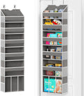 Over The Door Organizer Hanging - 6 Shelf Over Door Organizers with 6 Clear Front & 12 Side Pockets - Swing-proof 50LB Load Behind Door Storage for Closet Bedroom Bathroom Nursery Baby Essentials