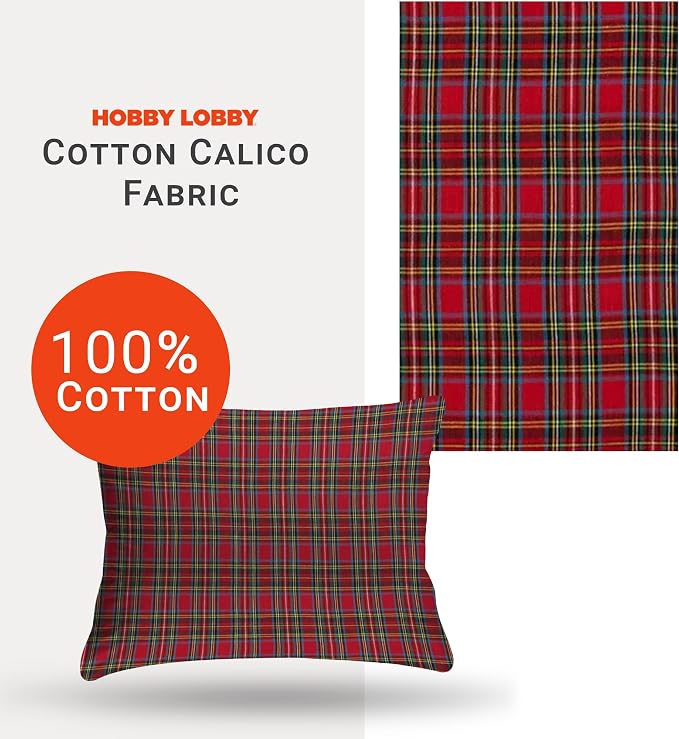 Hobby Lobby Red Royal Stewart Tartan Cotton Calico Fabric, 1 Yard | Precut - Image 3
