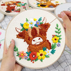 Nuberlic Highland Cow Embroidery Kit 3 Pack Embroidery Kits - Image 2