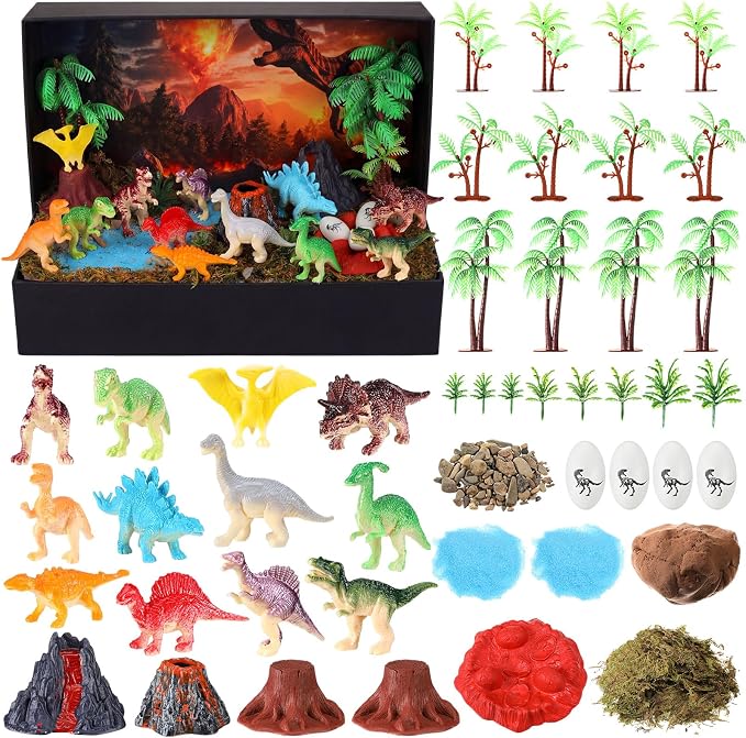 Teyva Daily 48 Pcs Dinosaur Diorama Kit Habitat Project Box Set 3D Dinosaurs by Unknown